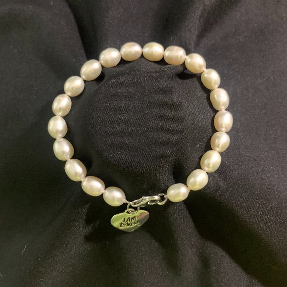 Sterling And Pearl Bracelet "I AM LOVED" - Picture 2 of 4